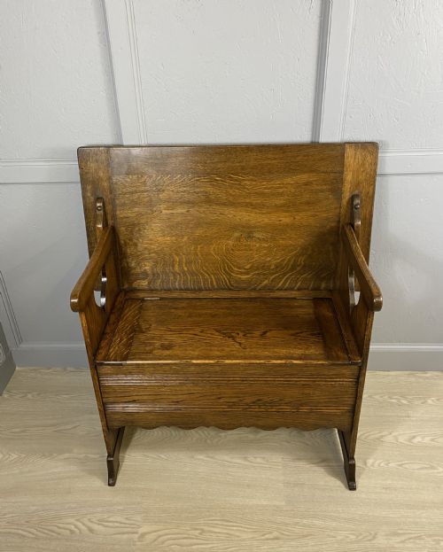 ART NOUVEAU OAK MONKS BENCH - ADDITIONAL PHOTO 5