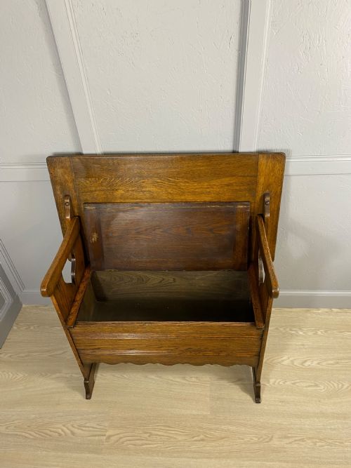 ART NOUVEAU OAK MONKS BENCH - ADDITIONAL PHOTO 3