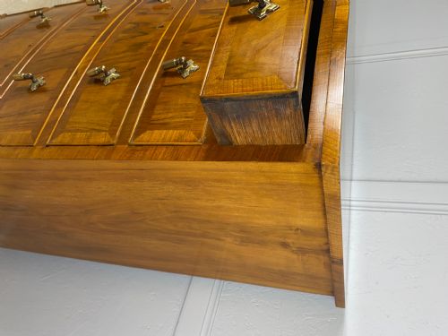 WALNUT BOWFRONT NARROW CHEST OF DRAWERS - ADDITIONAL PHOTO 1