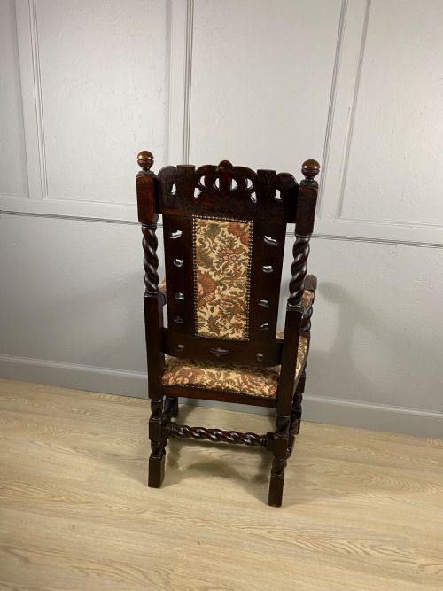 CARVED OAK EDWARDIAN ELBOW CHAIR - ADDITIONAL PHOTO 1