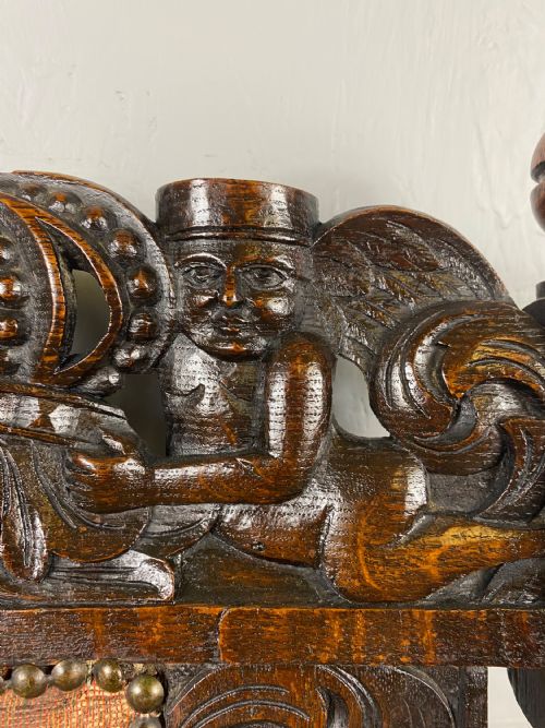CARVED OAK EDWARDIAN ELBOW CHAIR - ADDITIONAL PHOTO 3