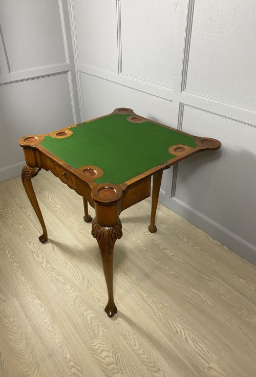 BURR WALNUT CARD TABLE - ADDITIONAL PHOTO 3