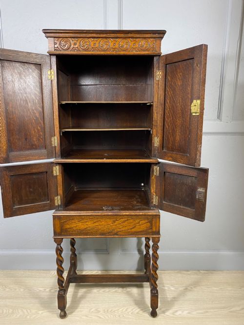 BARLEY TWIST NARROW OAK CABINET - ADDITIONAL PHOTO 1