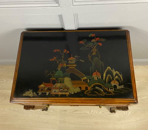 LACQUERED ONE DRAWER WALNUT TABLE - ADDITIONAL PHOTO 4