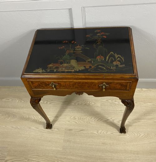 LACQUERED ONE DRAWER WALNUT TABLE - ADDITIONAL PHOTO 7