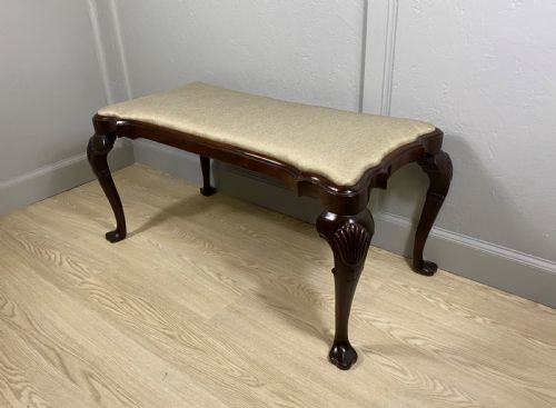 EDWARDIAN LONG MAHOGANY WINDOW SEAT - ADDITIONAL PHOTO 3