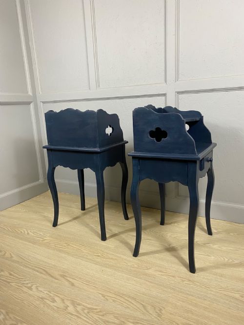 PAIR OF BLUE PAINTED BEDSIDE TABLES - ADDITIONAL PHOTO 2