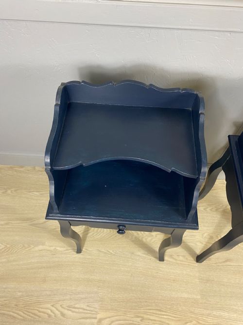 PAIR OF BLUE PAINTED BEDSIDE TABLES - ADDITIONAL PHOTO 3