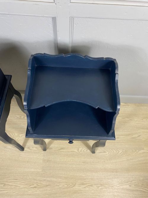 PAIR OF BLUE PAINTED BEDSIDE TABLES - ADDITIONAL PHOTO 4