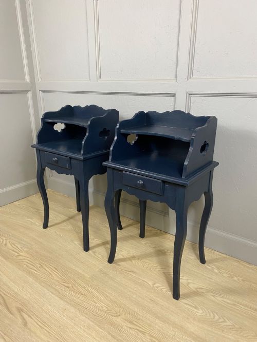 PAIR OF BLUE PAINTED BEDSIDE TABLES - ADDITIONAL PHOTO 7