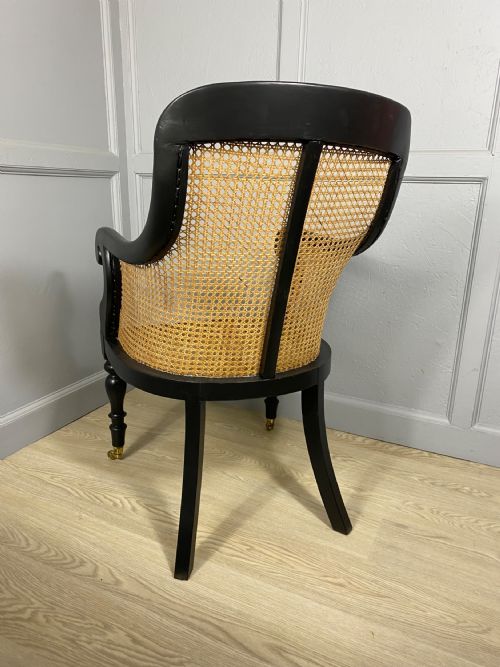 VICTORIAN BLACK PAINTED BERGERE CHAIR - ADDITIONAL PHOTO 1