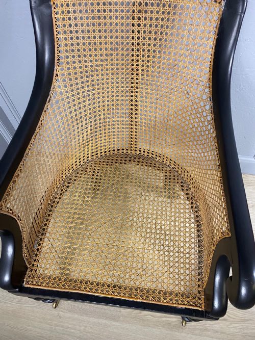 VICTORIAN BLACK PAINTED BERGERE CHAIR - ADDITIONAL PHOTO 2