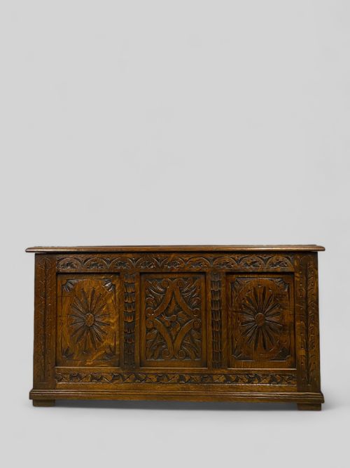 CARVED OAK COFFER - ADDITIONAL PHOTO 1