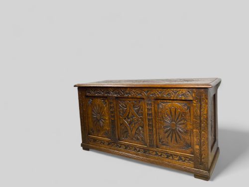 CARVED OAK COFFER - ADDITIONAL PHOTO 6