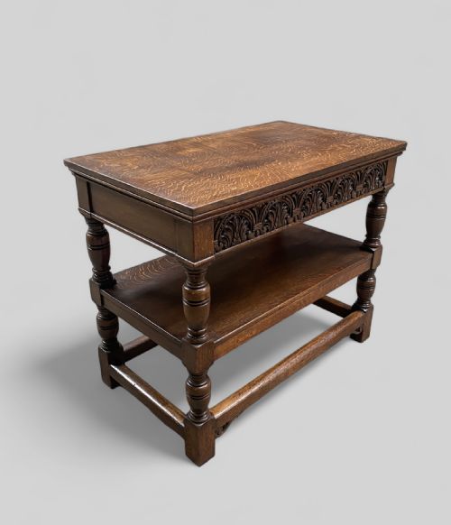 carved oak one drawer elizabethan revival server - CATEGORY: ANTIQUE FURNITURE - DATED VICTORIAN