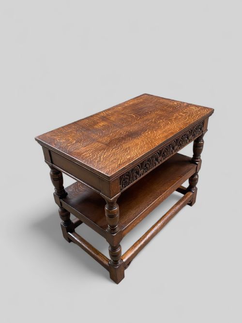 CARVED OAK ONE DRAWER ELIZABETHAN REVIVAL SERVER - ADDITIONAL PHOTO 1