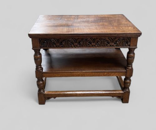 CARVED OAK ONE DRAWER ELIZABETHAN REVIVAL SERVER - ADDITIONAL PHOTO 2