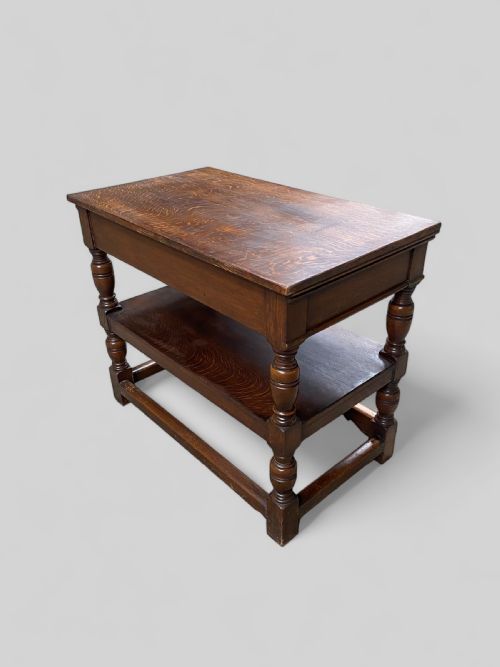 CARVED OAK ONE DRAWER ELIZABETHAN REVIVAL SERVER - ADDITIONAL PHOTO 6