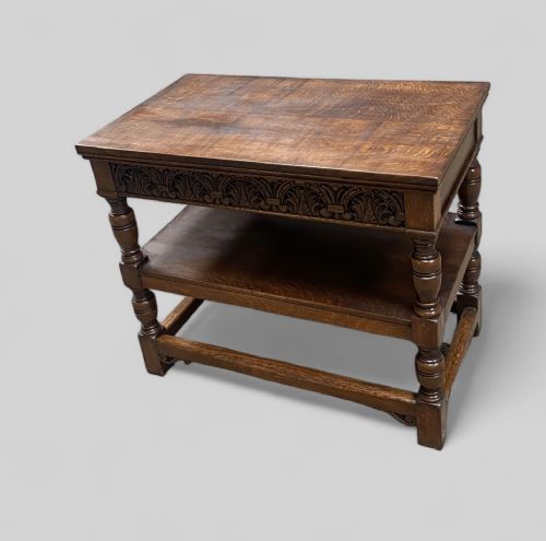 CARVED OAK ONE DRAWER ELIZABETHAN REVIVAL SERVER - ADDITIONAL PHOTO 7