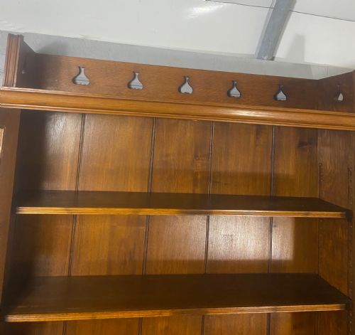 LARGE EDWARDIAN OAK ARTS CRAFTS BOOKCASE - ADDITIONAL PHOTO 1