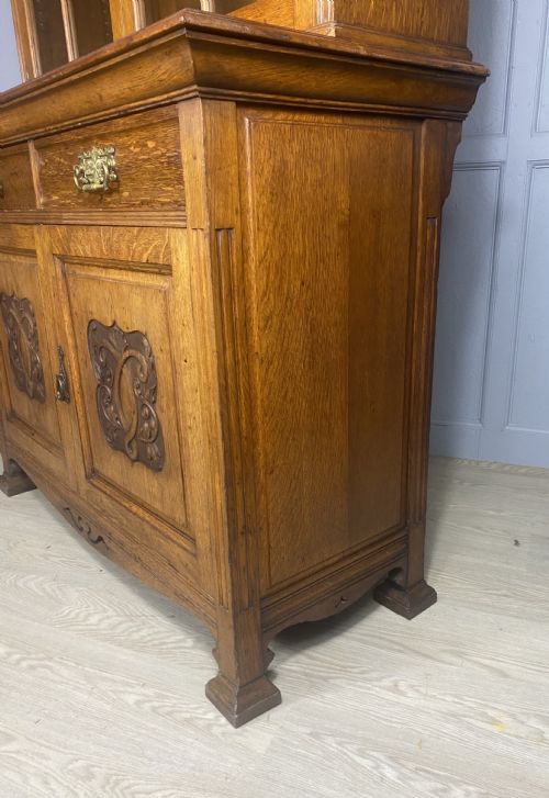 LARGE EDWARDIAN OAK ARTS CRAFTS BOOKCASE - ADDITIONAL PHOTO 5
