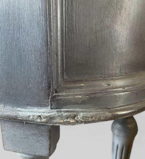 PAIR OF FRENCH OVAL BLUE PAINTED BEDSIDE CABINETS - ADDITIONAL PHOTO 1
