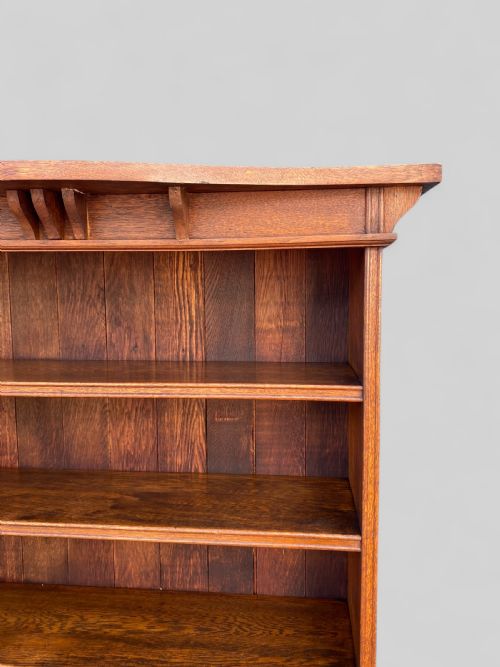 TALL ARTS CRAFTS OAK OPEN BOOKCASE - ADDITIONAL PHOTO 2