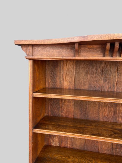 TALL ARTS CRAFTS OAK OPEN BOOKCASE - ADDITIONAL PHOTO 4