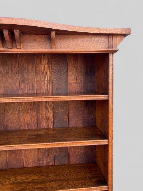 TALL ARTS CRAFTS OAK OPEN BOOKCASE - ADDITIONAL PHOTO 7