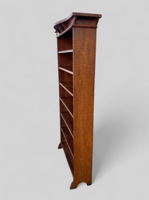 TALL ARTS CRAFTS OAK OPEN BOOKCASE - ADDITIONAL PHOTO 8
