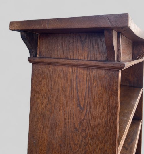 TALL ARTS CRAFTS OAK OPEN BOOKCASE - ADDITIONAL PHOTO 9