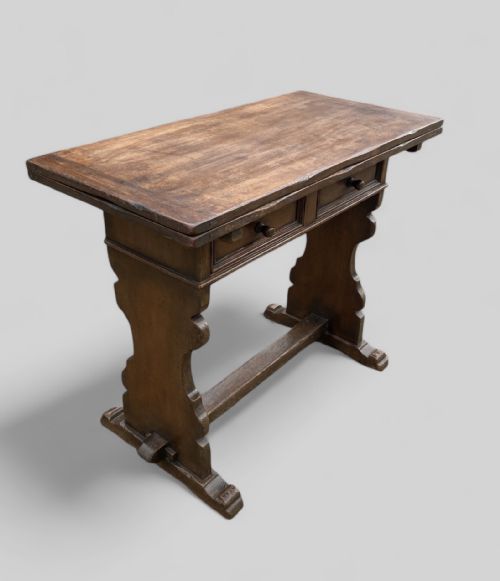 ROTATING FOLDING IPSWICH OAK TWO DRAWER TABLE