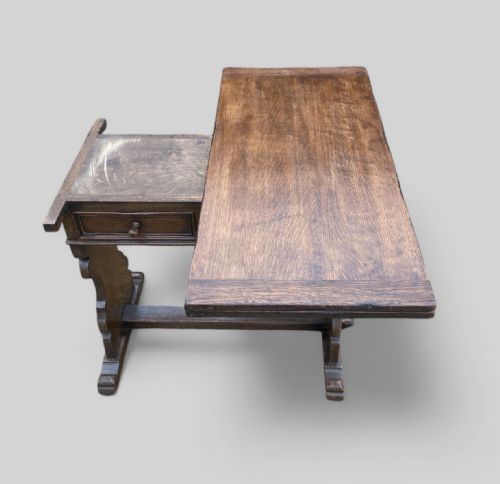 ROTATING FOLDING IPSWICH OAK TWO DRAWER TABLE - ADDITIONAL PHOTO 12