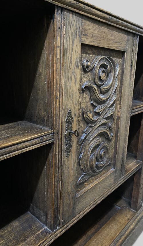 CARVED OAK OPEN BOOKCASE - ADDITIONAL PHOTO 2