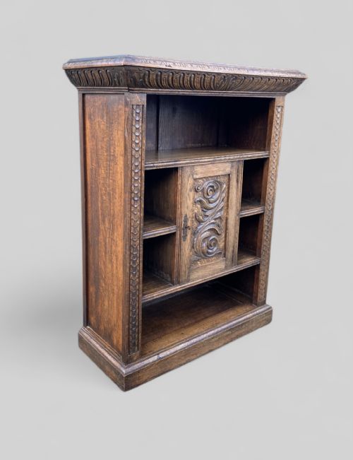 CARVED OAK OPEN BOOKCASE - ADDITIONAL PHOTO 4