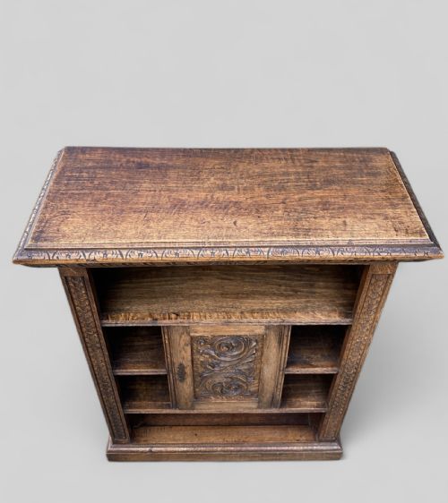 CARVED OAK OPEN BOOKCASE - ADDITIONAL PHOTO 7