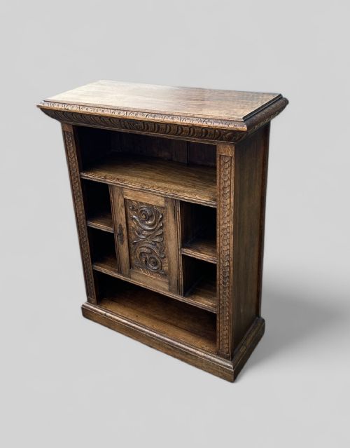 CARVED OAK OPEN BOOKCASE - ADDITIONAL PHOTO 10