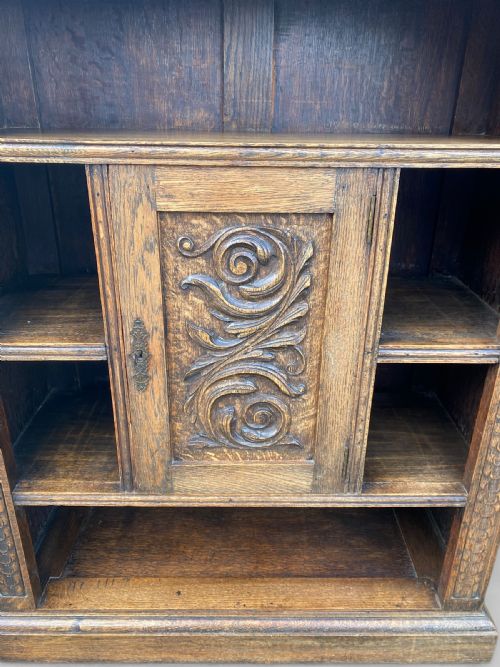 CARVED OAK OPEN BOOKCASE - ADDITIONAL PHOTO 11