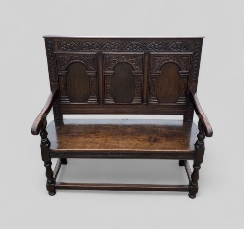 CARVED OAK VICTORIAN BENCH - ADDITIONAL PHOTO 1