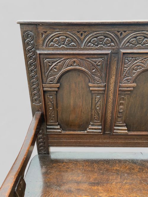 CARVED OAK VICTORIAN BENCH - ADDITIONAL PHOTO 5