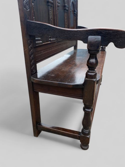 CARVED OAK VICTORIAN BENCH - ADDITIONAL PHOTO 7