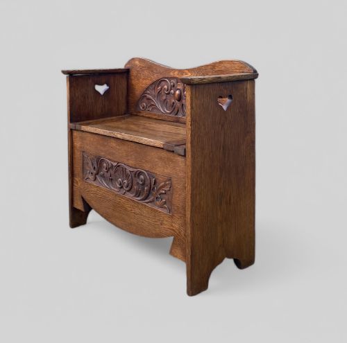 carved oak art nouveau bench - CATEGORY: ANTIQUE FURNITURE - DATED 1930