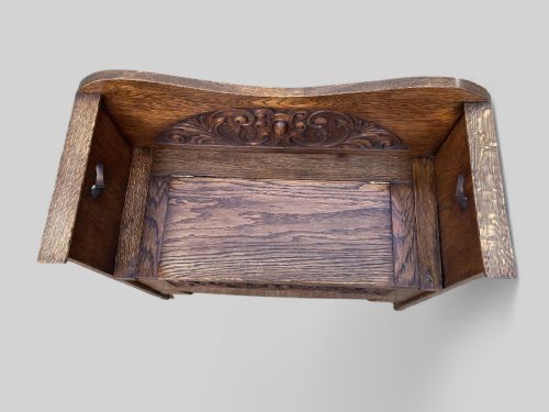 CARVED OAK ART NOUVEAU BENCH - ADDITIONAL PHOTO 2