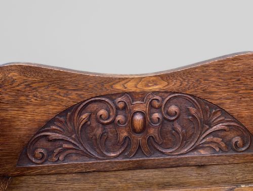 CARVED OAK ART NOUVEAU BENCH - ADDITIONAL PHOTO 5