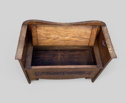 CARVED OAK ART NOUVEAU BENCH - ADDITIONAL PHOTO 6