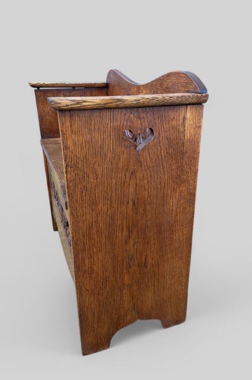CARVED OAK ART NOUVEAU BENCH - ADDITIONAL PHOTO 8