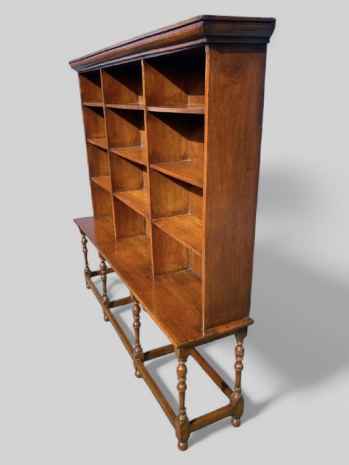 MULTICOMPARTMENT DISTRESSED OAK BOOKCASE - ADDITIONAL PHOTO 1