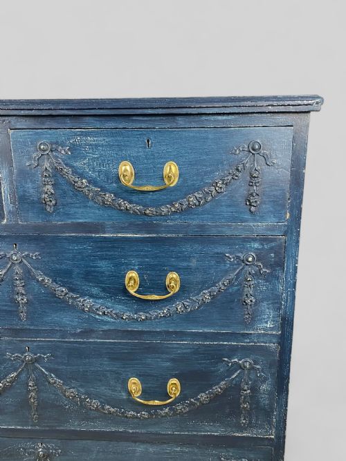 VICTORIAN PINE BLUE PAINTED CHEST OF DRAWERS - ADDITIONAL PHOTO 1
