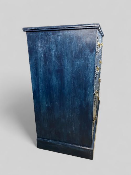 VICTORIAN PINE BLUE PAINTED CHEST OF DRAWERS - ADDITIONAL PHOTO 2