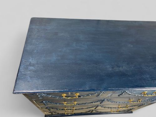 VICTORIAN PINE BLUE PAINTED CHEST OF DRAWERS - ADDITIONAL PHOTO 8